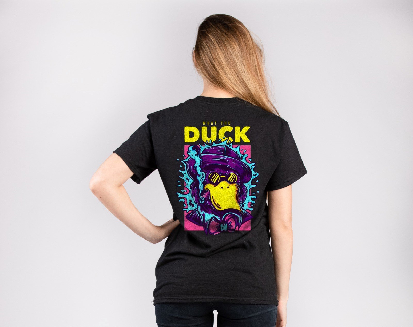 siyah duck baskılı kadın tshirt