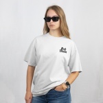 Beyaz Oversize Gül ve Yılan Baskılı %100 Pamuklu T-Shirt - Görsel 2