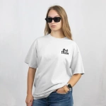 Beyaz Oversize Gül ve Yılan Baskılı %100 Pamuklu T-Shirt - Görsel 2