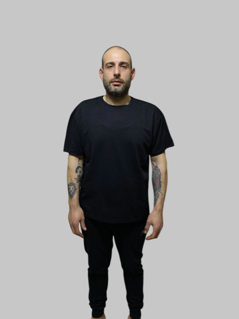 siyahtisort1 Basic Siyah Oversize Erkek T-Shirt - Görsel 1