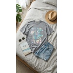 Basic Açık Gri Oversize Erkek T-Shirt - Görsel 5