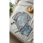 Basic Açık Gri Oversize Erkek T-Shirt - Görsel 5