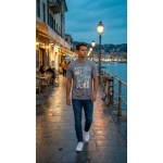 Basic Açık Gri Oversize Erkek T-Shirt - Görsel 3