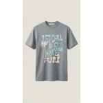 Basic Açık Gri Oversize Erkek T-Shirt - Görsel 2