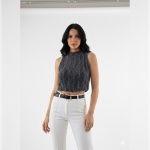 ÖRGÜ SİMLİ LACİVERT CROP - Görsel 2