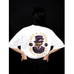 Şansını Dene Baskılı Unisex Beyaz Oversize %100 Pamuk T-Shirt