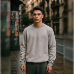 Erkek Regular 3 İplik Gri Sıfır Yaka Sweatshirt