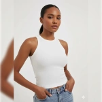 Kadın Esnek Fitilli Halter Yaka Crop Atlet