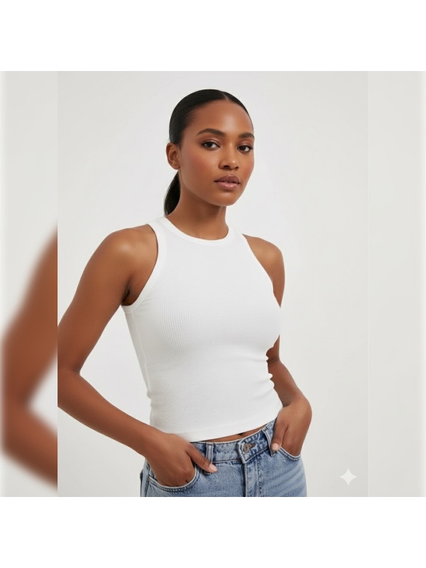 Kadın Fitilli Halter Yaka Crop Atlet