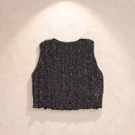 ÖRGÜ SİMLİ LACİVERT CROP - Görsel 4