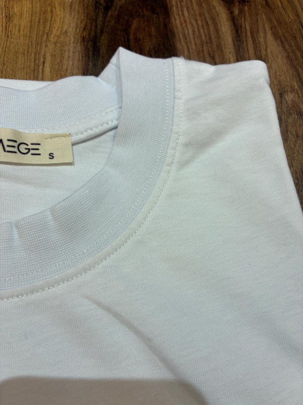 Unisex Oversize Geniş Kesim Yumuşak Dokulu Basic Bisiklet Yaka Beyaz-Siyah T-Shirt %100 PAMUK - Görsel 6