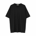 Unisex Oversize Geniş Kesim Yumuşak Dokulu Basic Bisiklet Yaka Beyaz-Siyah T-Shirt %100 PAMUK - Görsel 5