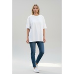 Unisex Oversize Geniş Kesim Yumuşak Dokulu Basic Bisiklet Yaka Beyaz-Siyah T-Shirt %100 PAMUK - Görsel 3