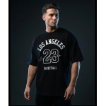 Erkek Siyah Oversize Los Angeles 23 Baskılı Bisiklet Yaka Tişört - Görsel 2