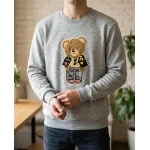 Unisex Oversize Pamuklu Içi Polarlı Bisiklet Yaka Sweatshirt