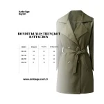 Büyük Beden Kruvaze Yaka Kemerli Bondit Kumaş Su Geçirmez Oversize Haki Trençkot Mont Ceket - Görsel 7